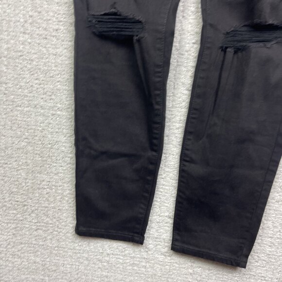 Y2K Garage Denim Black Jeans Juniors Size 13 Distressed Raw Hem Skater Grunge - Picture 5 of 12